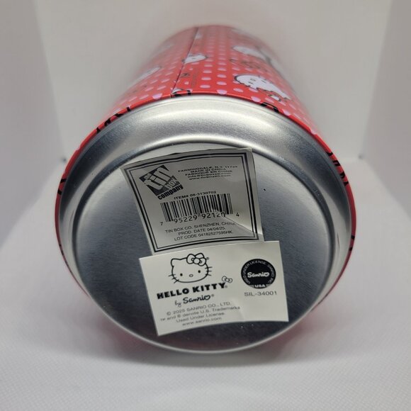 Hello Kitty Tin Can Coin Bank 2025 The Tin Box Company New Sanrio Red 7.75 x 4 - Picture 6 of 7